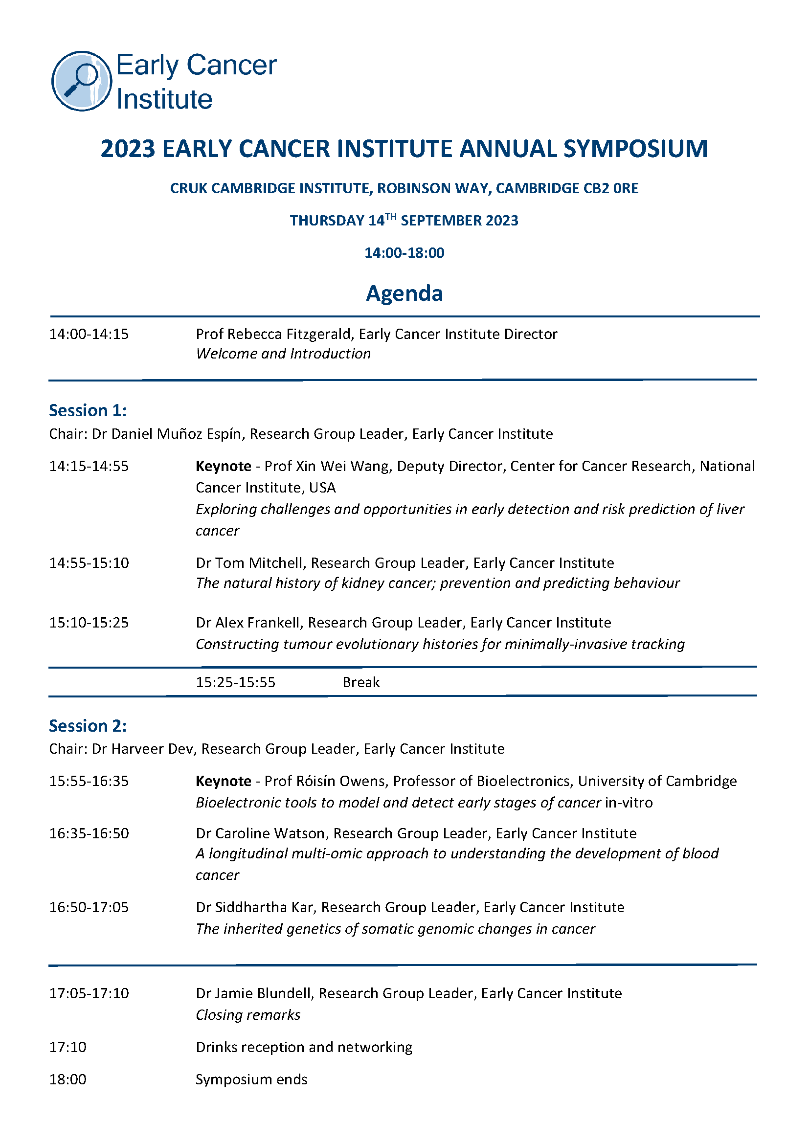 Annual Symposium 2023 agenda
