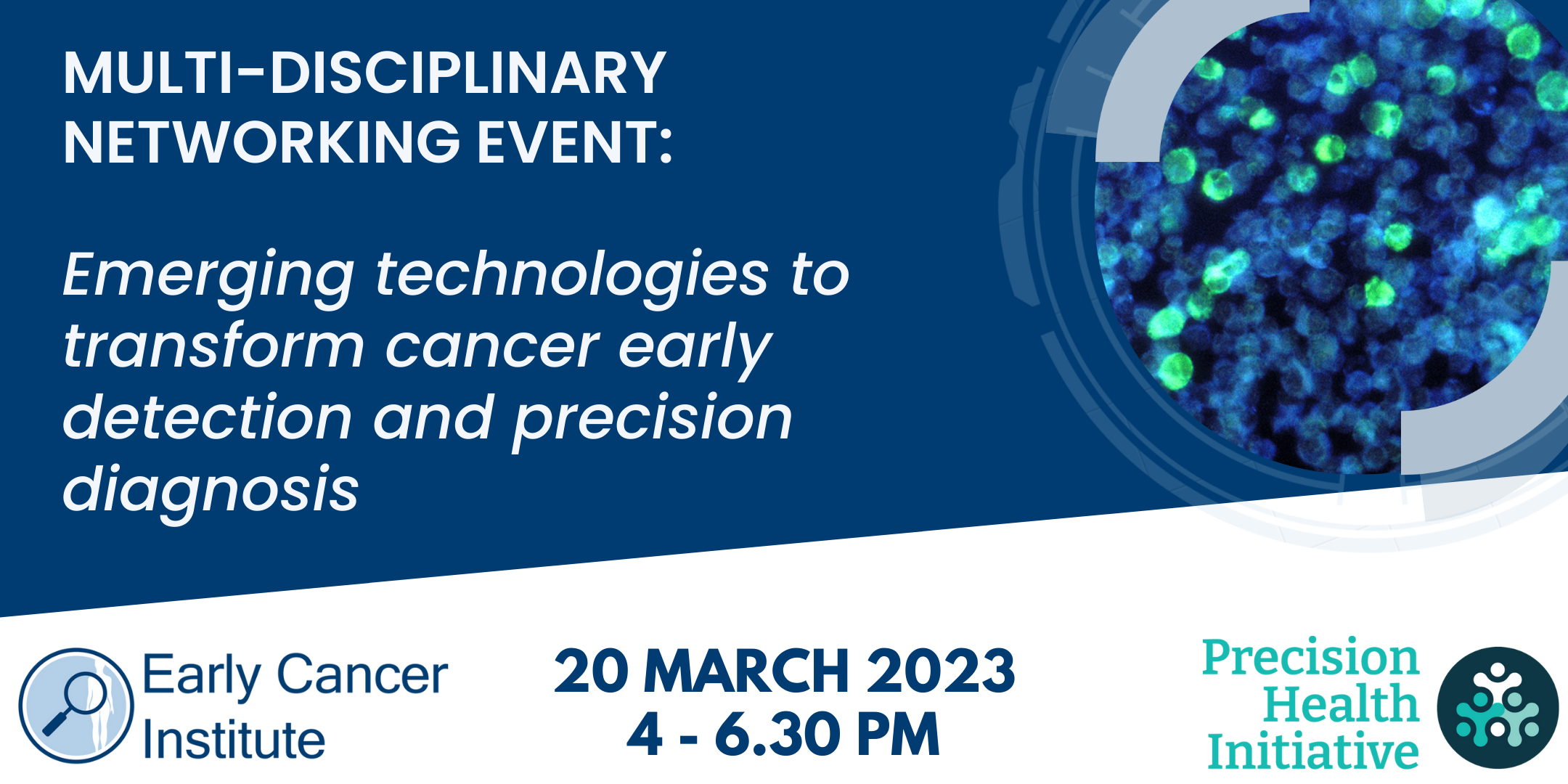 Image to advertise a networking event: Emerging technology to transform cancer early detection